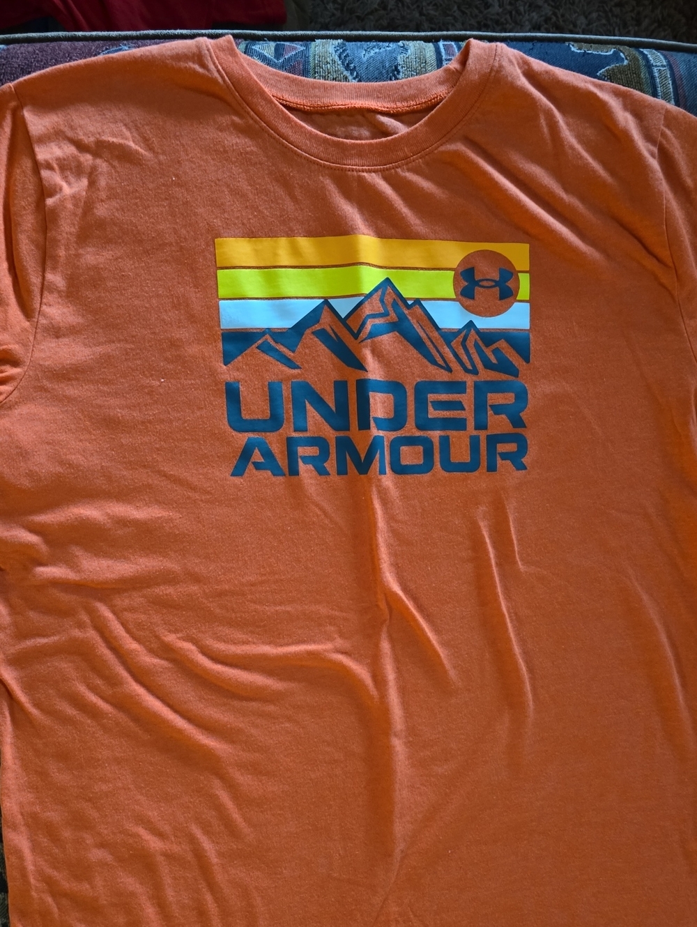 Under Armour Men’s Orange Mountain Logo Tee with Yellow & Blue Accents